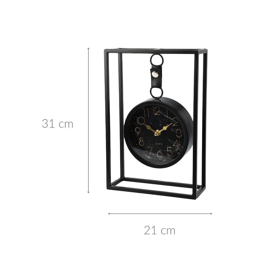 Wiszący zegar na metalowym stelażu, 21 x 31 cm