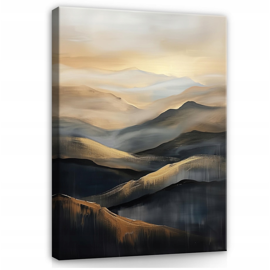 OBRAZ ABSTRAKCJA ZŁOTY CZARNY NA PŁÓTNIE ŚCIANĘ DO SYPIALNI SALONU 120x80