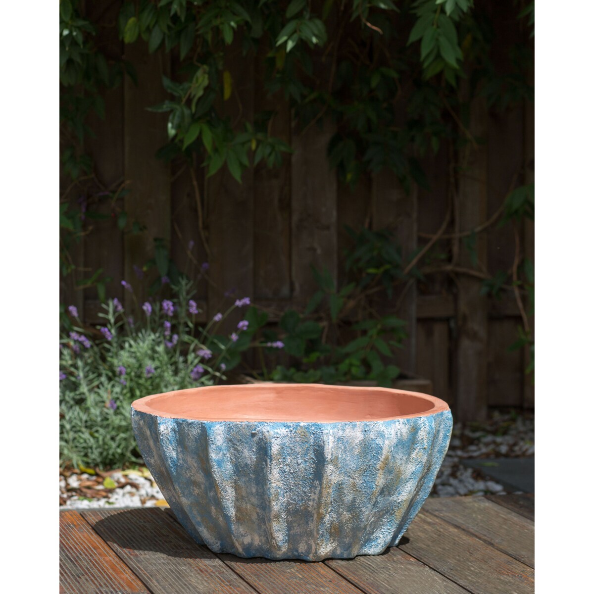 Doniczka z terakoty 51 cm niebieska OSTRYA
