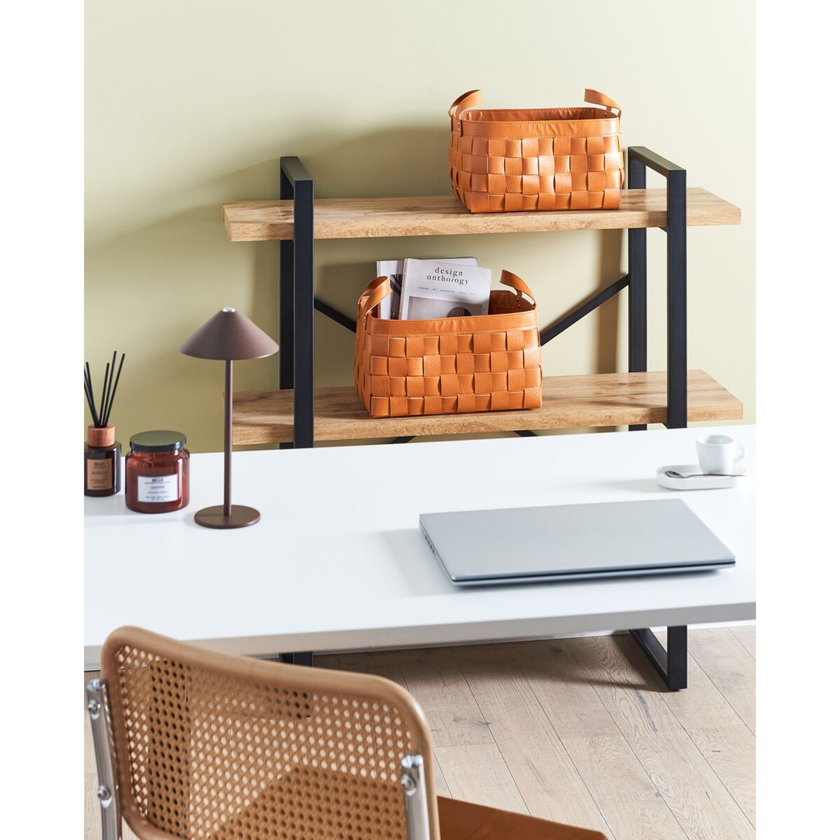 Zestaw 2 koszy z ekoskóry złoty brąz SIPPAR