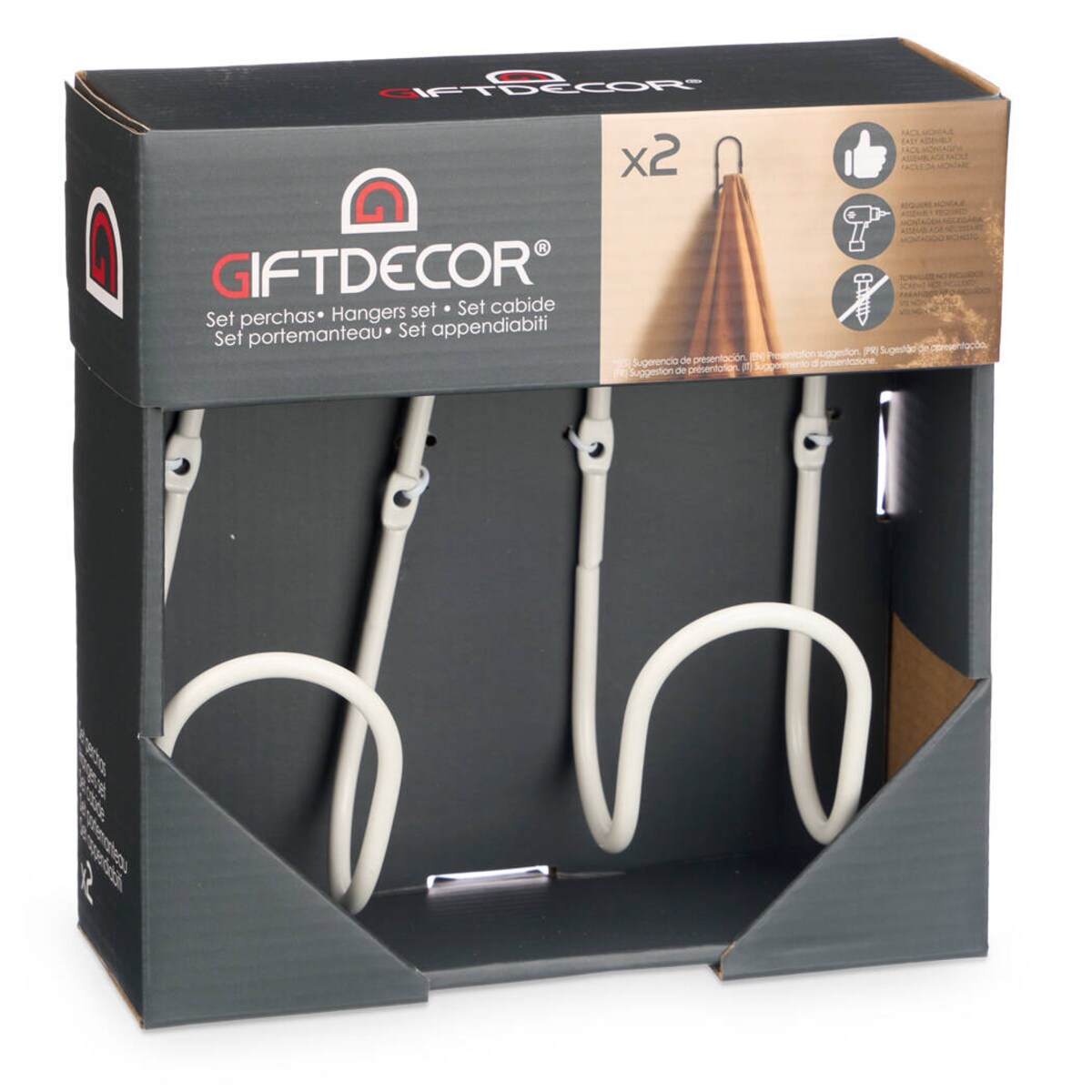 Wieszak na ręcznik, 2 sztuki, 7 x 6 x 15,5 cm