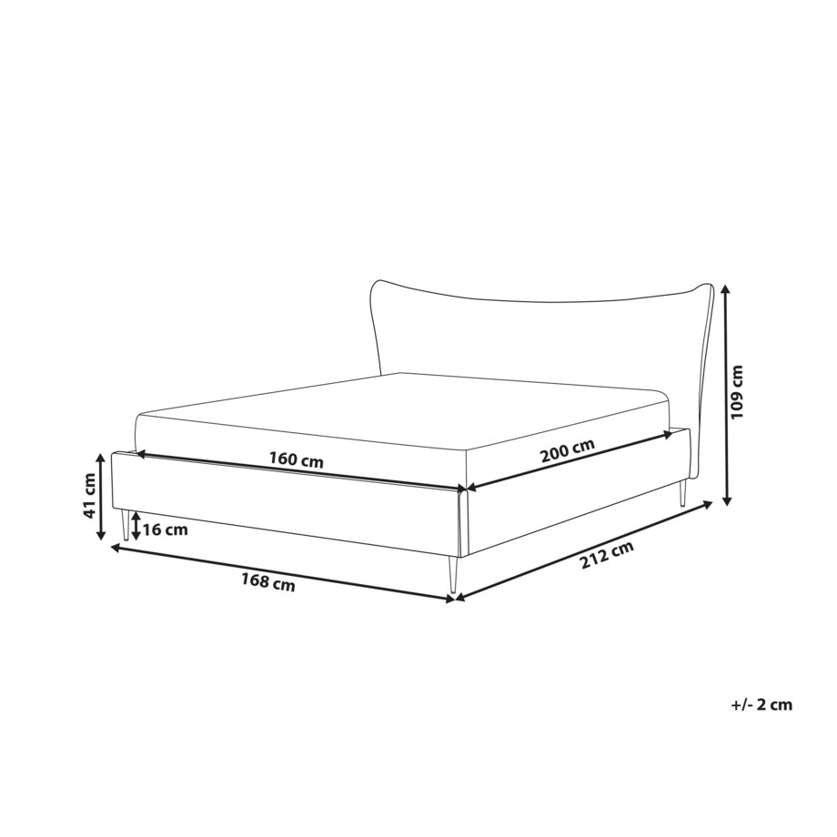 Łóżko welurowe 160 x 200 cm beżowoszare CHALEIX