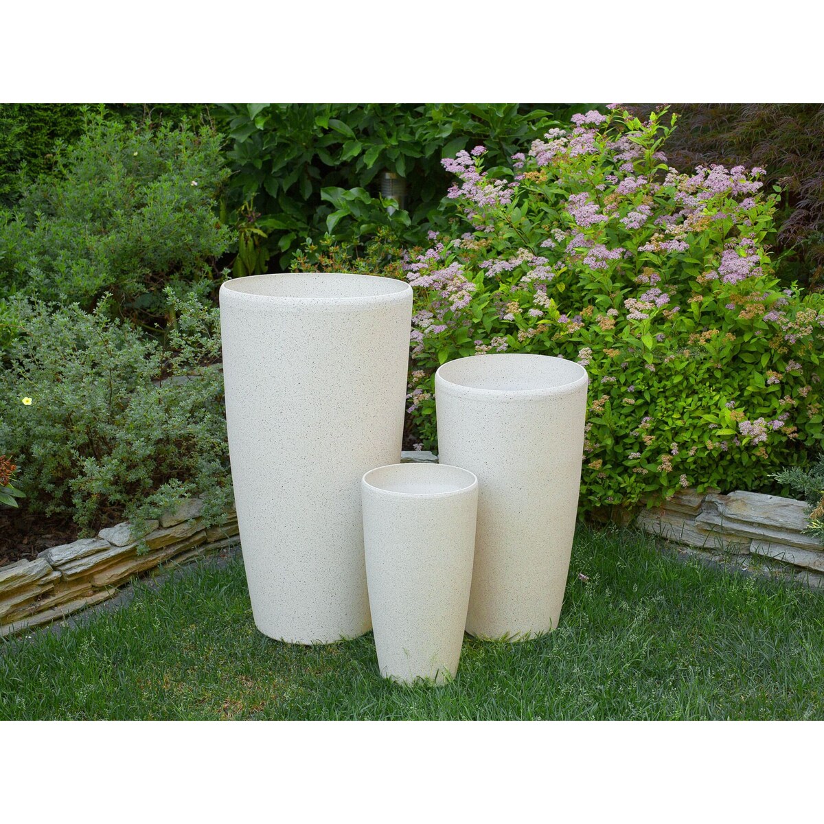 Zestaw 2 doniczek 31 x 31 x 58 cm beżowy ABDERA