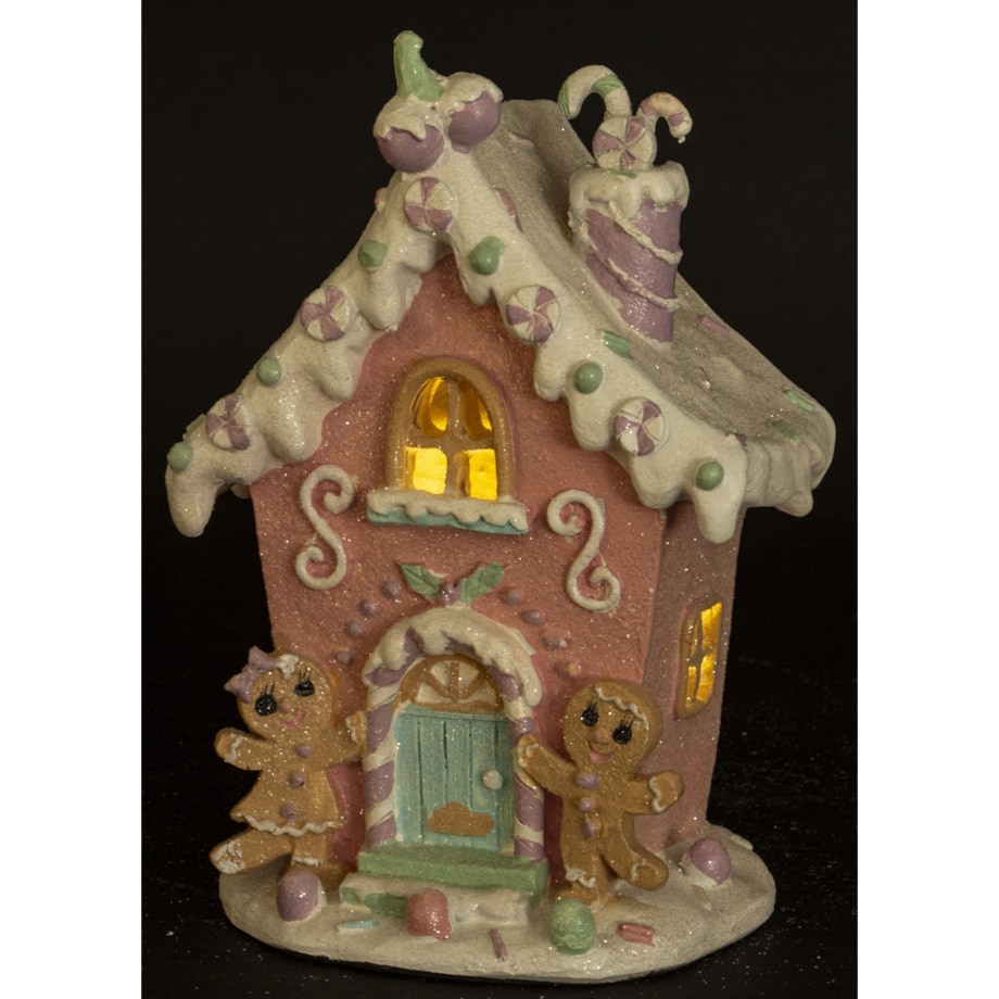 Domek ciasteczkowy LED 19x13x11 cm BISCOTTO różowy
