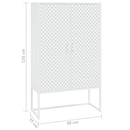 vidaXL Szafka, biała, 80x35x135 cm, stal