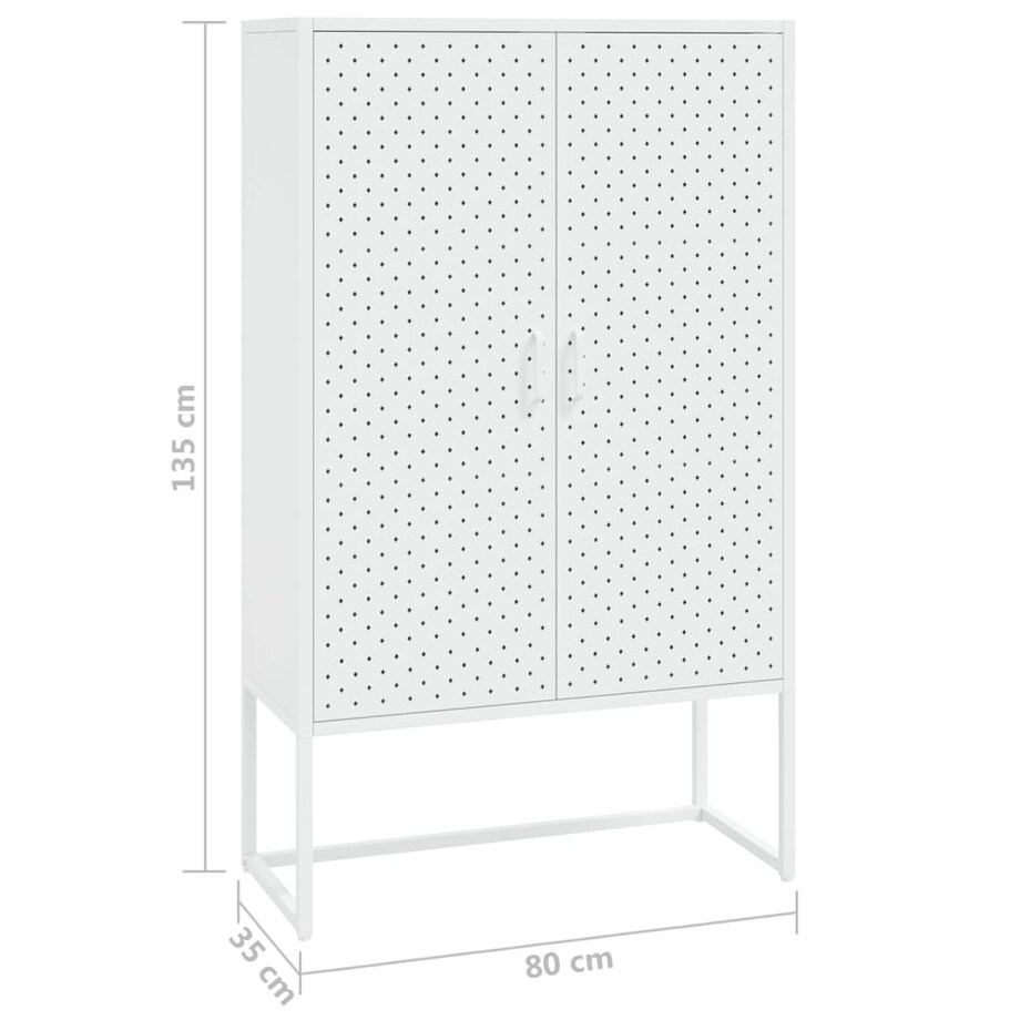 vidaXL Szafka, biała, 80x35x135 cm, stal