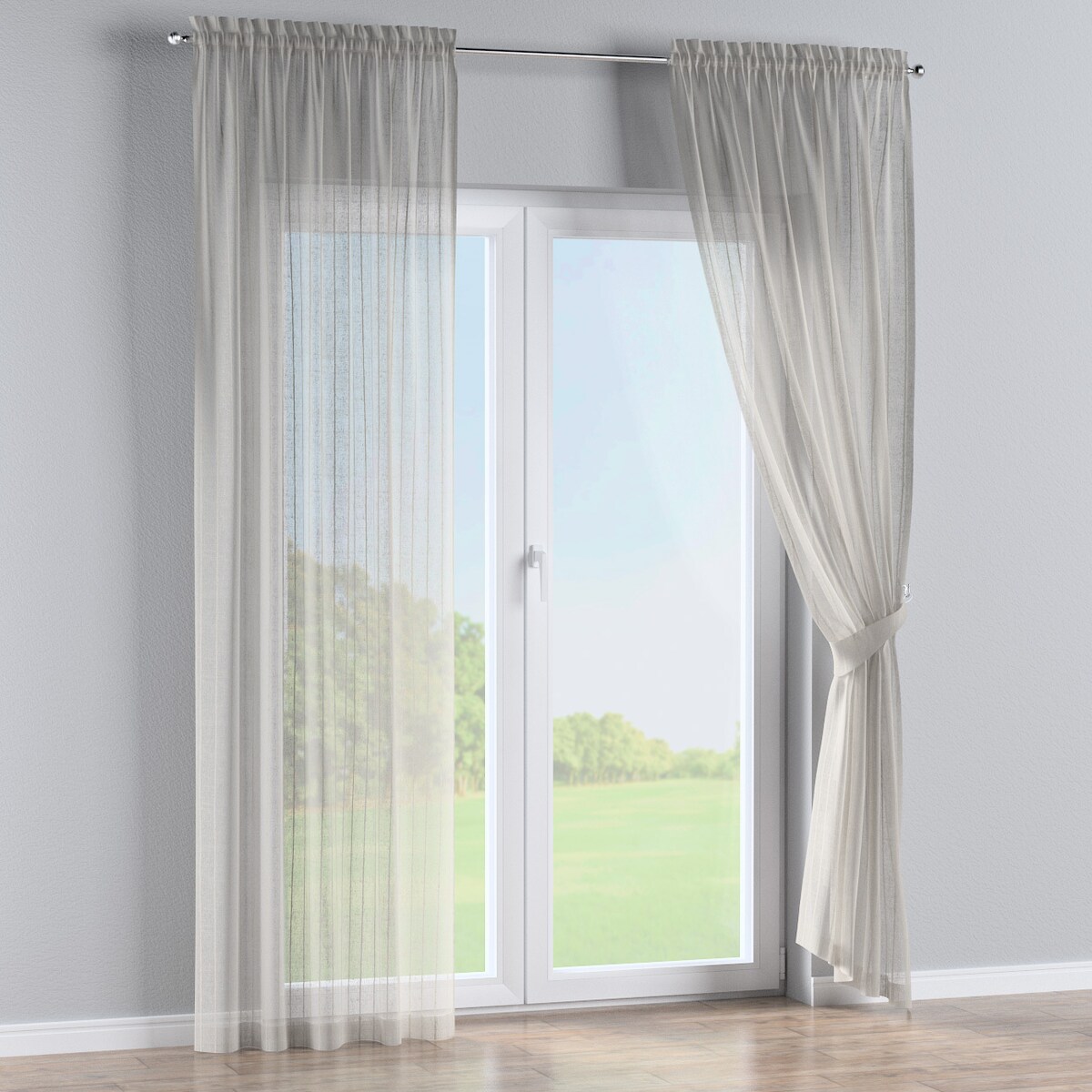 Zasłona na kanale z grzywką 1 szt. 130x245 beżowy