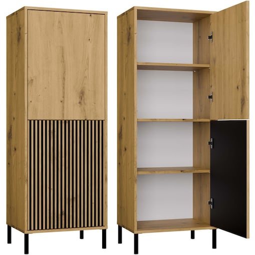 Witryna KAMARO 2DK SLIM/GŁADKI DĄB ARTISAN Lamele Front Ryflowany + Klasyczny