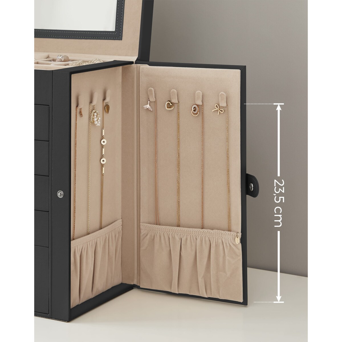 Kasetka Na Biżuterię 26X15,6X32 Cm Czarny