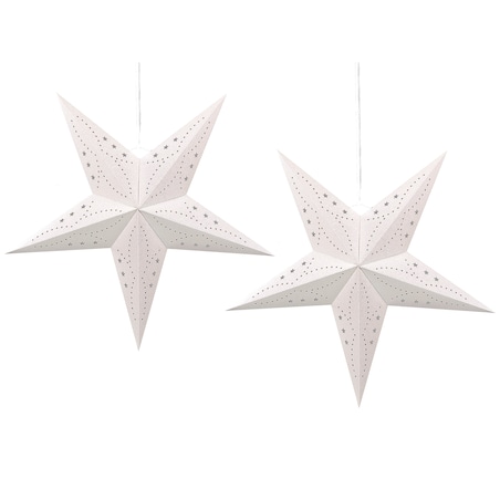 Zestaw 2 dekoracji wiszących LED MOTTI 60 cm Gwiazda Biały