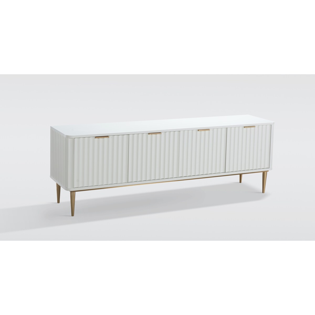 Ryflowana szafka RTV złota Livino Glamour Premium 200x40x55