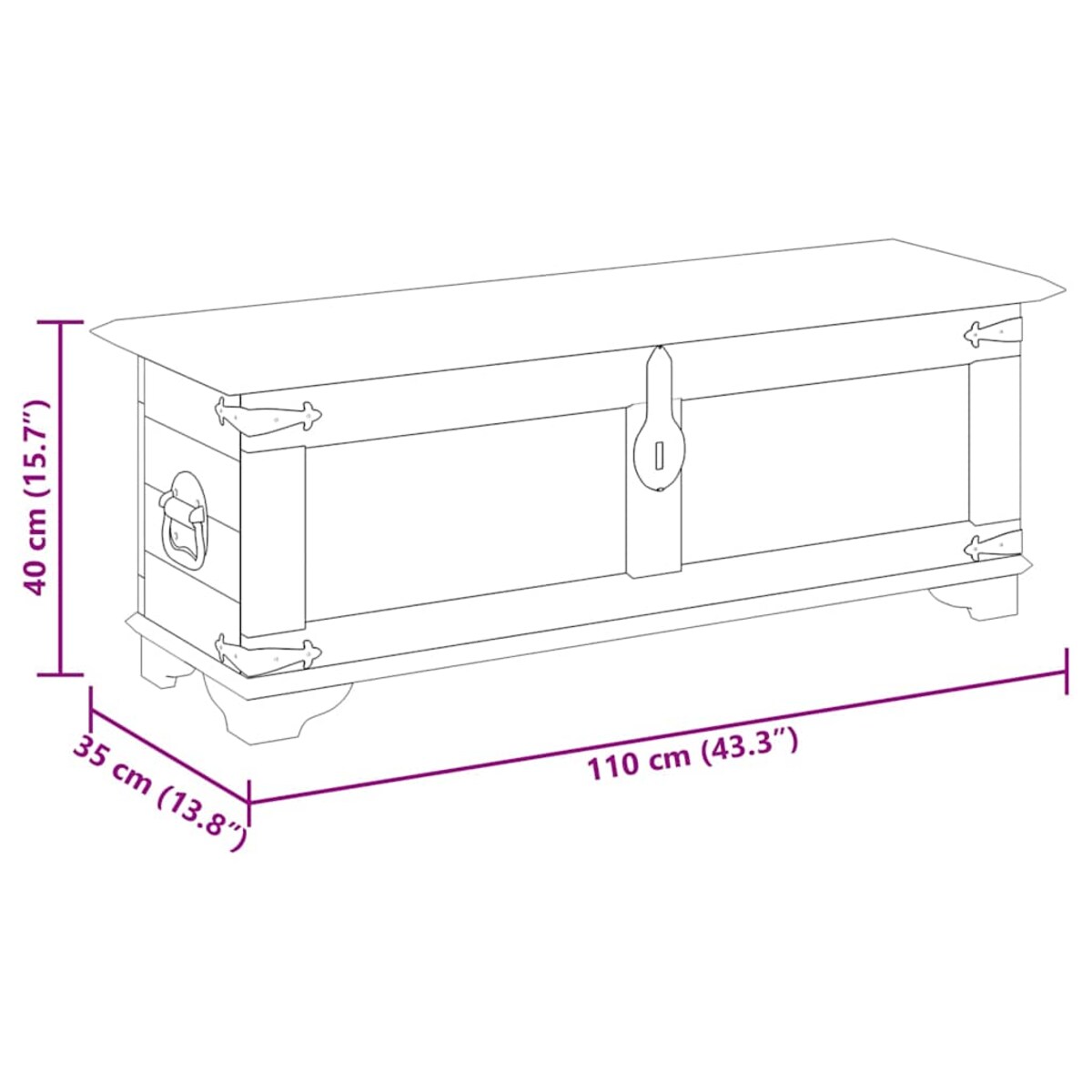 vidaXL Skrzynia z surowego drewna mango