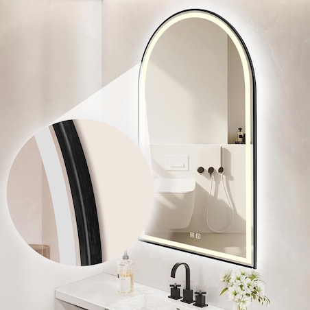 Lustro ścienne LED z czarną ramą DASH BLACK 60x100cm