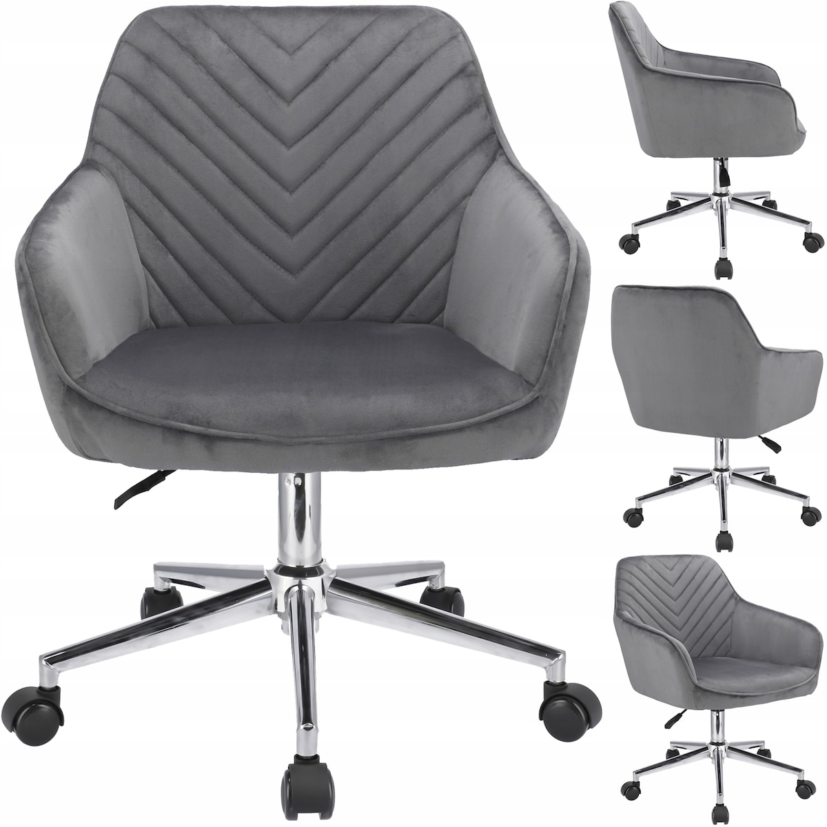 Fotel NAPOLI szary na srebrnej stopie