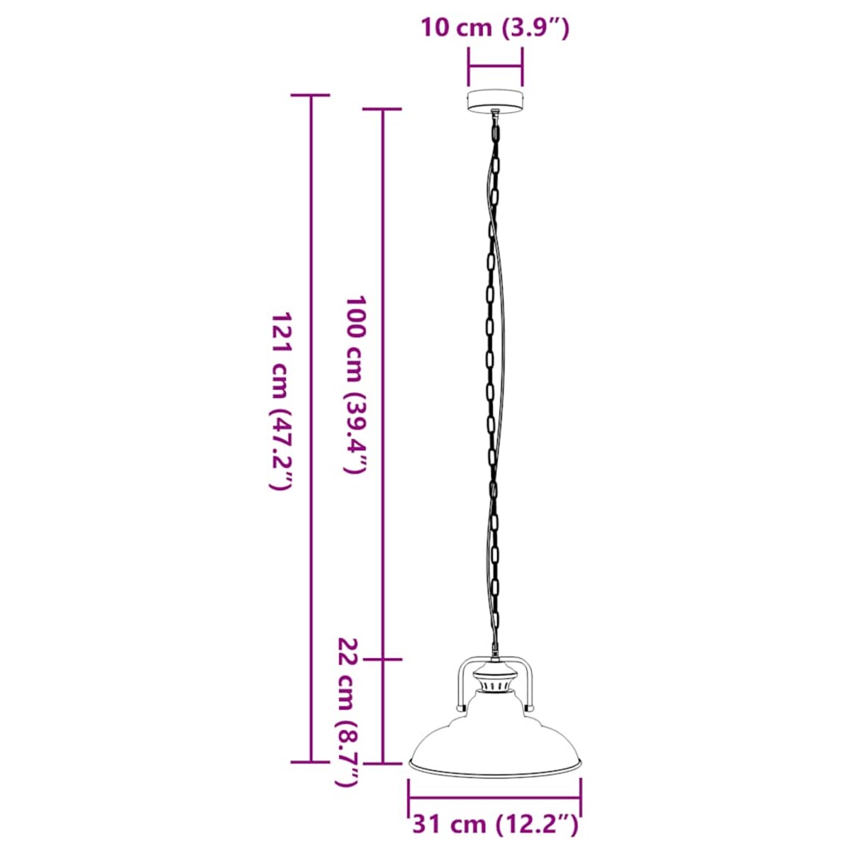 vidaXL Lampa wisząca E27 Czarna Ø 31 cm Żelazo
