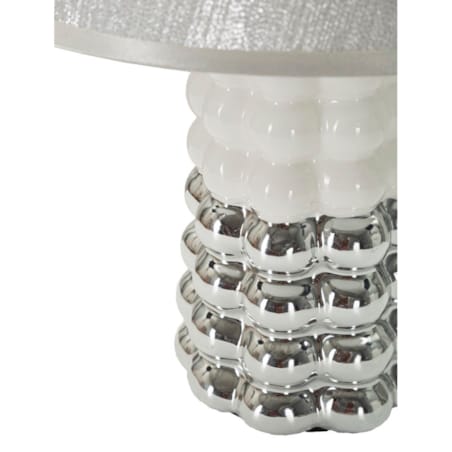 Lampa stołowa Lace, kolor biały i srebrny, ceramika, żelazo i tkanina, 23 x 23 x 33 cm, 1 x E14, do salonu i sypialni, Mauro Ferretti