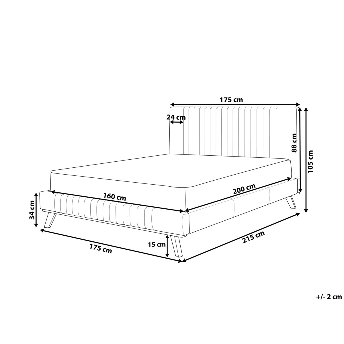 Łóżko Szenil TALENCE 160 x 200 cm Jasnoszary