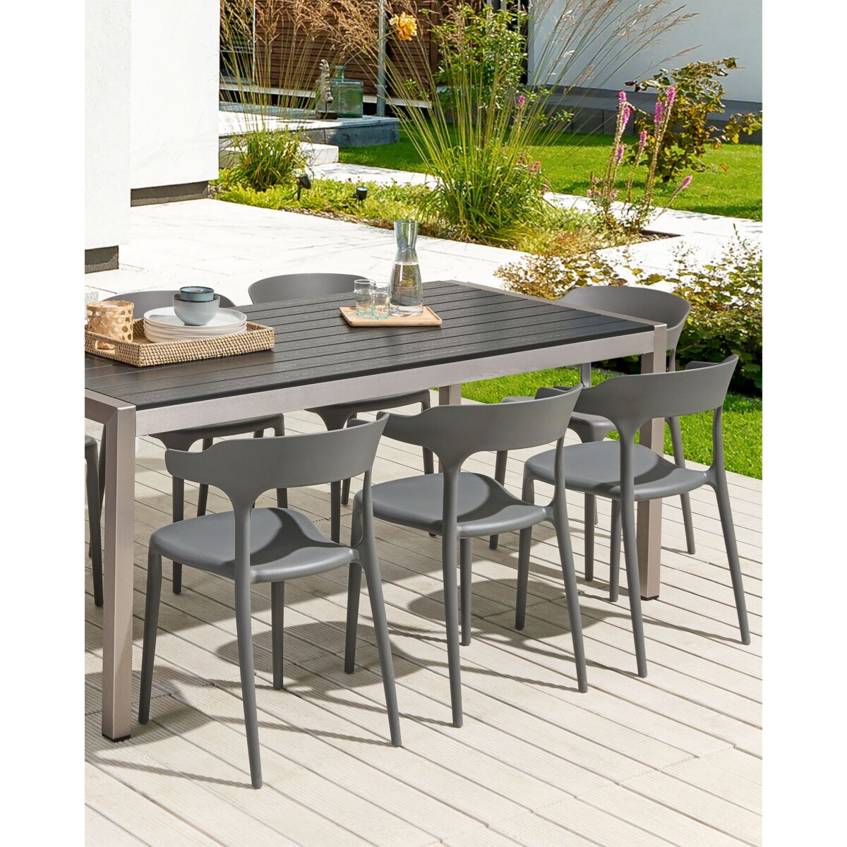 Zestaw 8 krzeseł do jadalni GUBBIO Szary