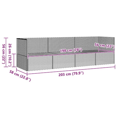 vidaXL Leżanka ogrodowa z poduszkami, czarna, polirattan