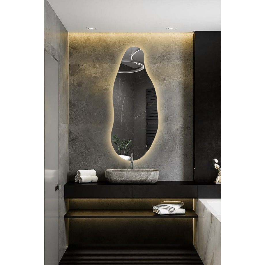 Dekoracyjne lustro o organicznym kształcie z podświetleniem - BARYT LED