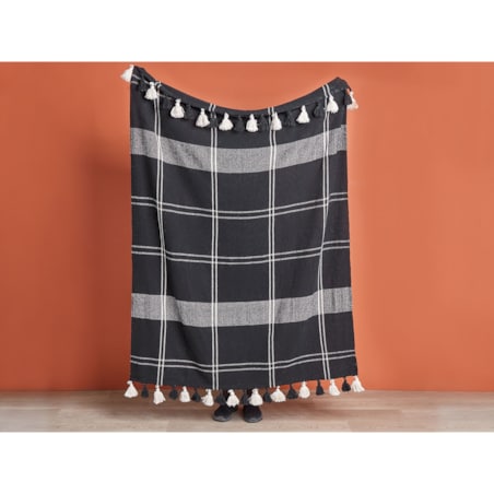 Koc bawełniany 130 x 170 cm czarny KULAC