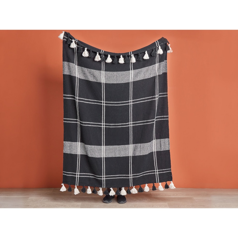 Koc bawełniany 130 x 170 cm czarny KULAC