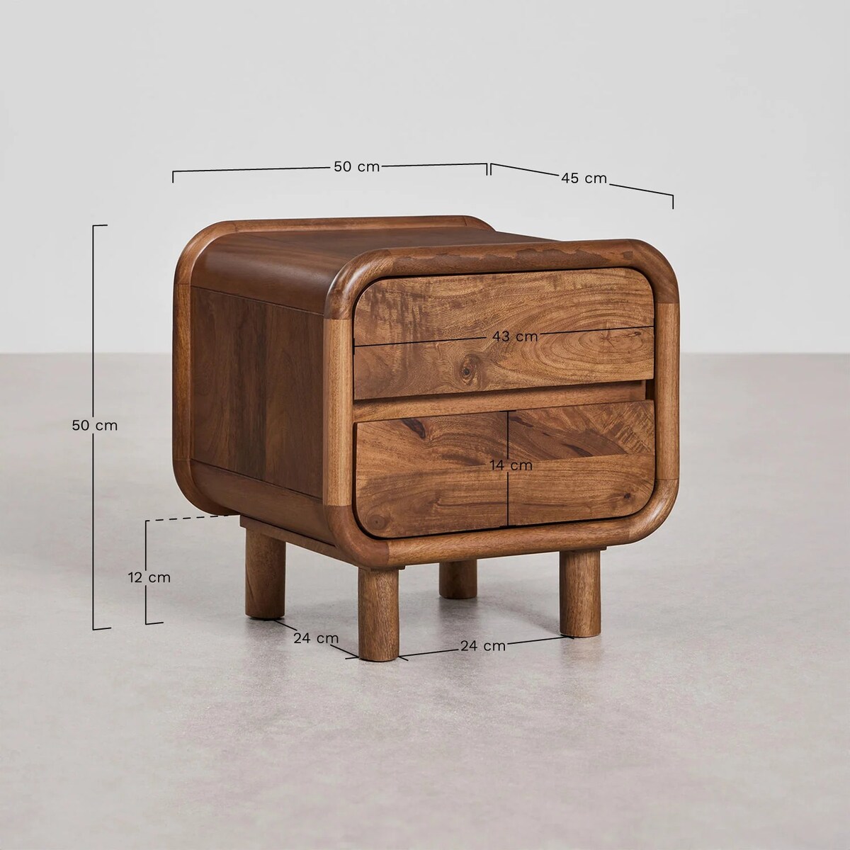 Szafka nocna z drewna mango, 50x45 cm, Gina