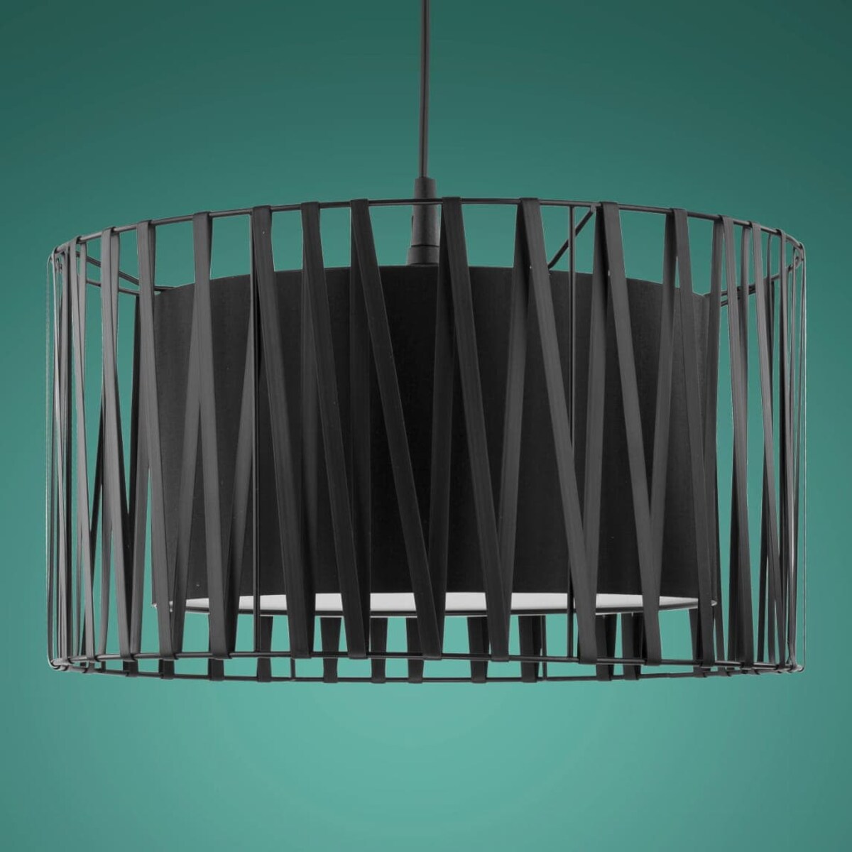 Lampa wisząca okrągła Harmony 1654 TK Lighting tkaninowa czarna