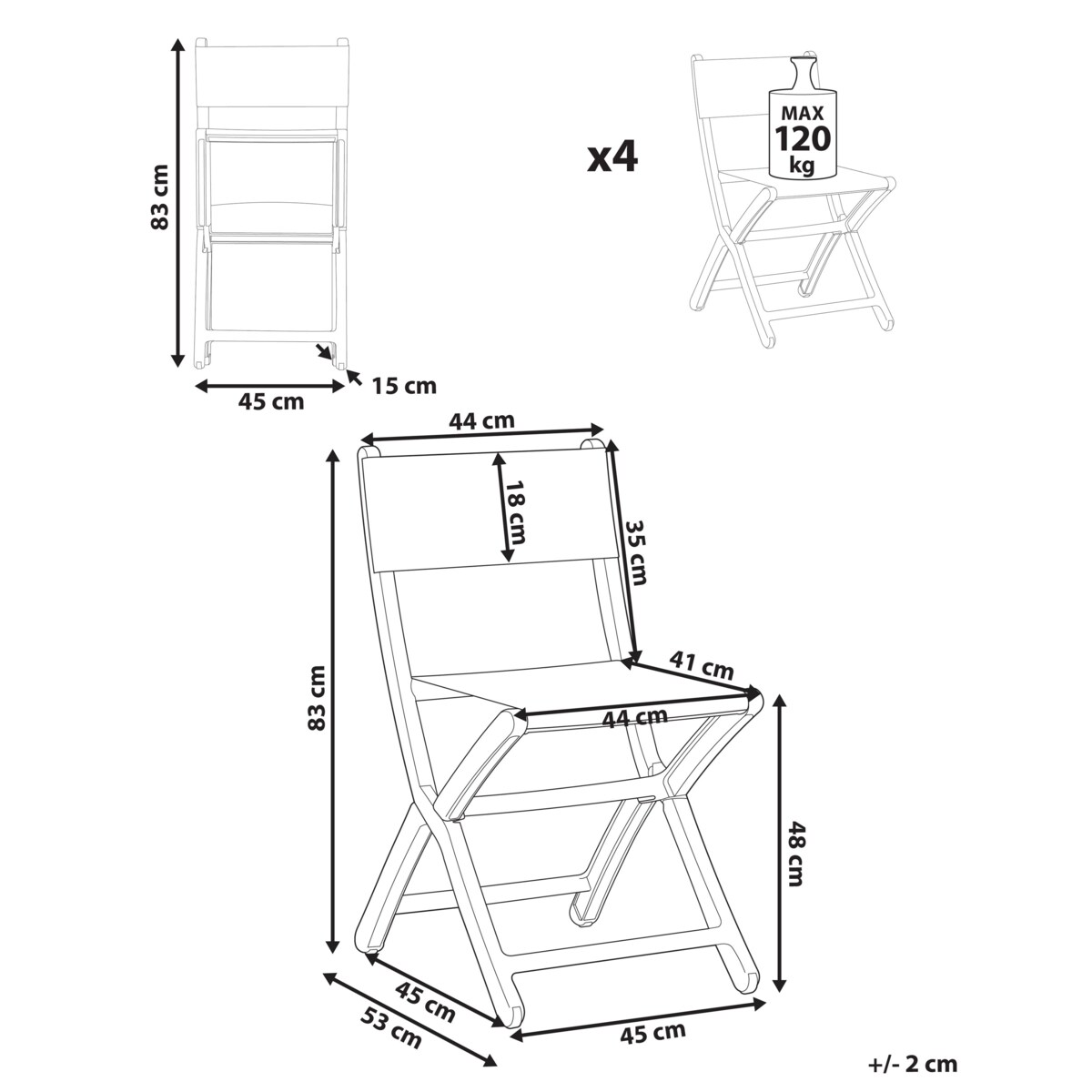 Zestaw 4 krzeseł ogrodowych TALCA Składane Koralowy