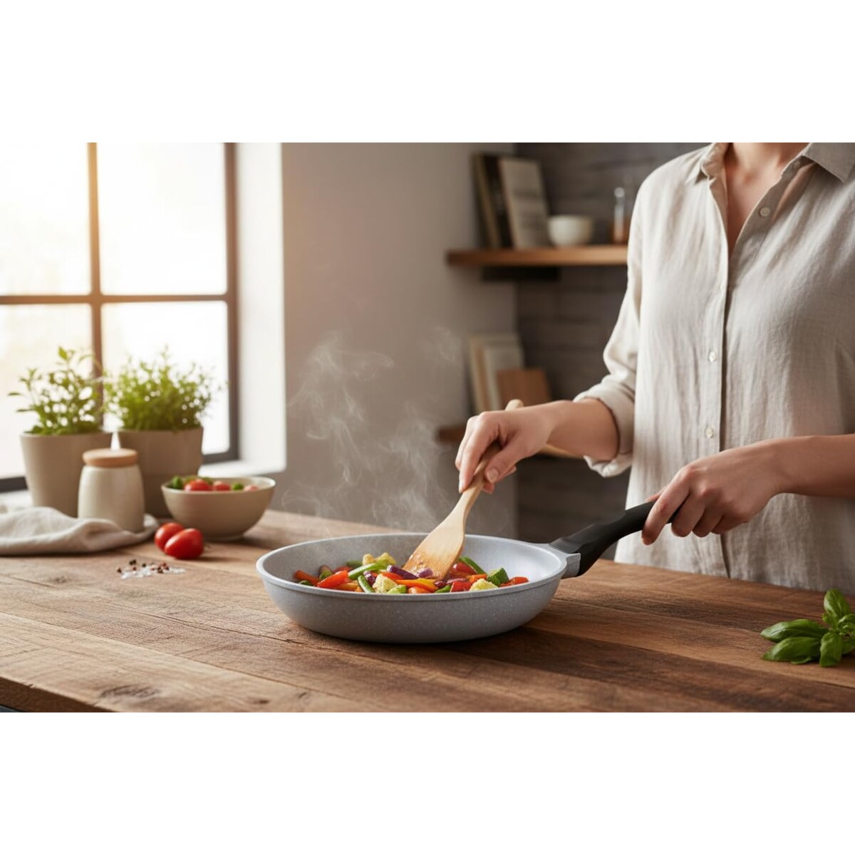 Patelnia nieprzywierająca marmurkowa non-stick do smażenia duża 28cm indukcja ZILNER