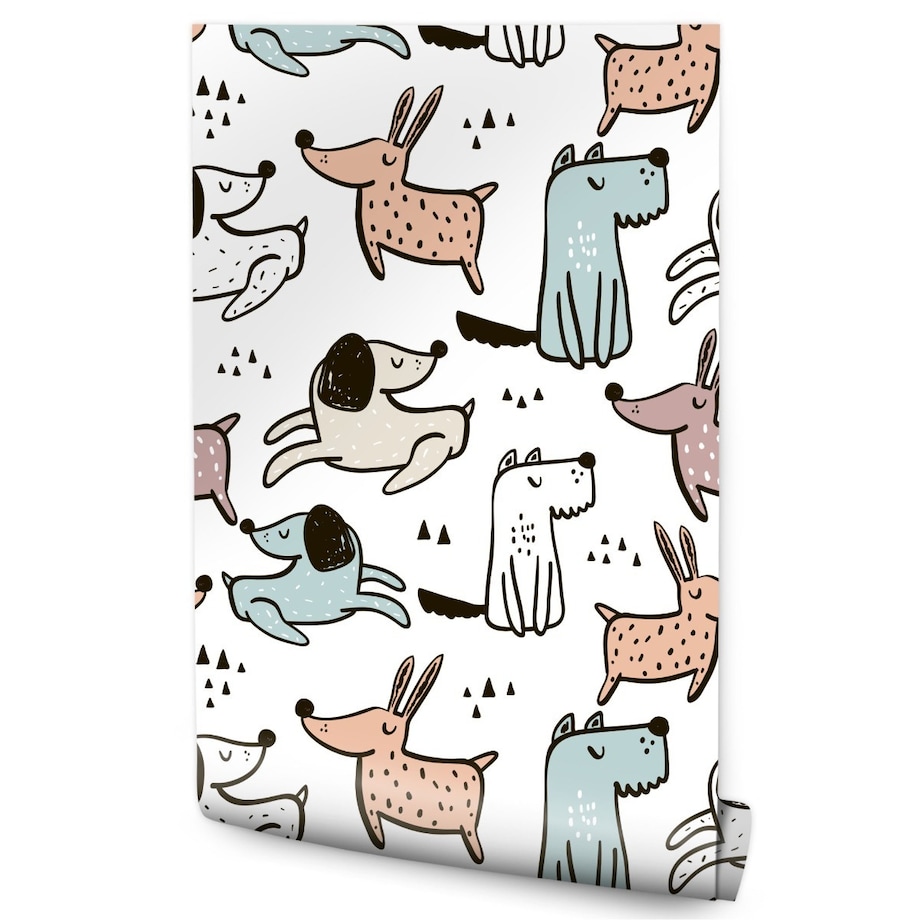 Tapeta Dziecięca KOLOROWE Pieski Zwierzątka