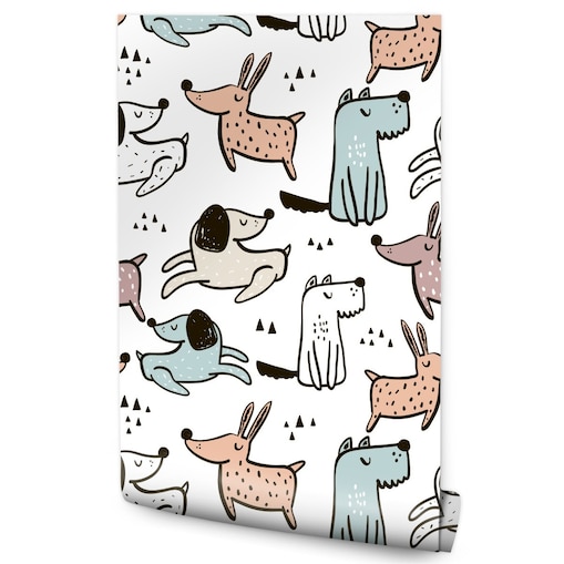 Tapeta Dziecięca KOLOROWE Pieski Zwierzątka