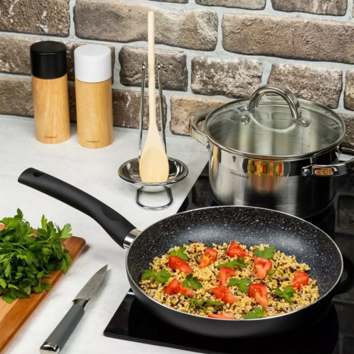 Patelnia Z Powłoką Marmurową Kinghoff Marmo 24Cm Kh-3981