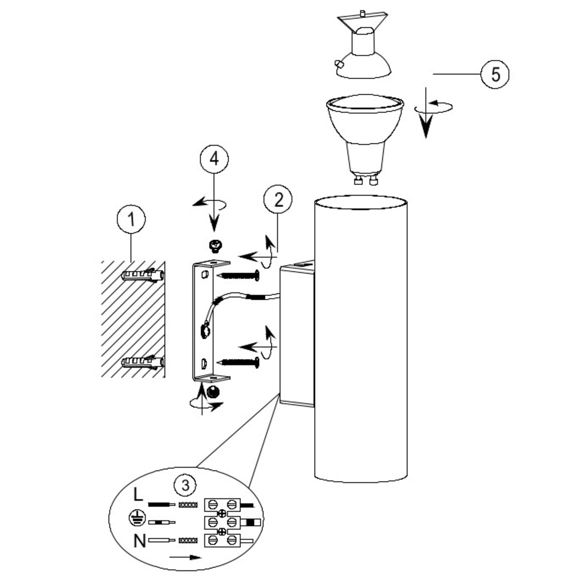 Biała tuba ścienna Marley 212400201 punktowy kinkiet do gabinetu