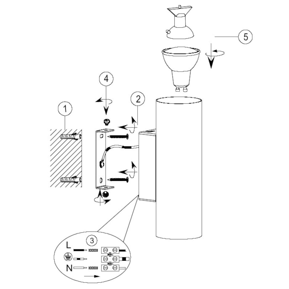 Biała tuba ścienna Marley 212400201 punktowy kinkiet do gabinetu