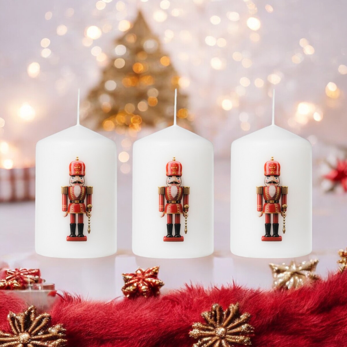Zestaw świec świątecznych 3 szt. – Dziadek do Orzechów, idealne na prezent