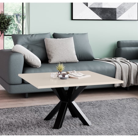 Stolik kawowy NEO kwadratowy 60x60 z metalową podstawą- kaszmir