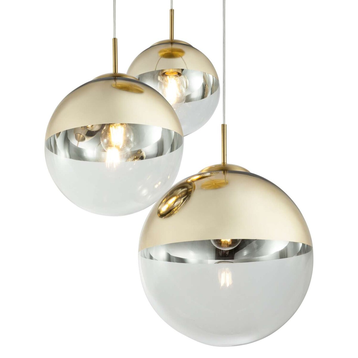 LAMPA wisząca VARUS 15855-3 Globo szklana OPRAWA zwis kaskada kule balls złote przezroczyste