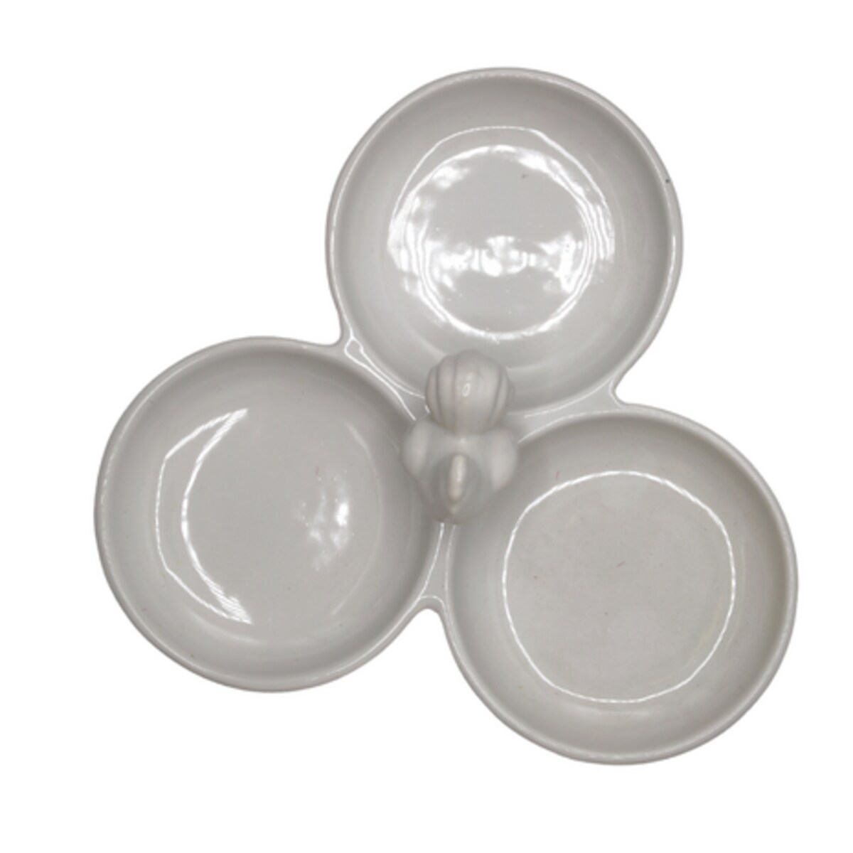 Talerz potrójny z kogutkiem 20x20x8 cm biały ceramiczny