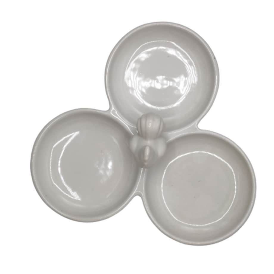 Talerz potrójny z kogutkiem 20x20x8 cm biały ceramiczny