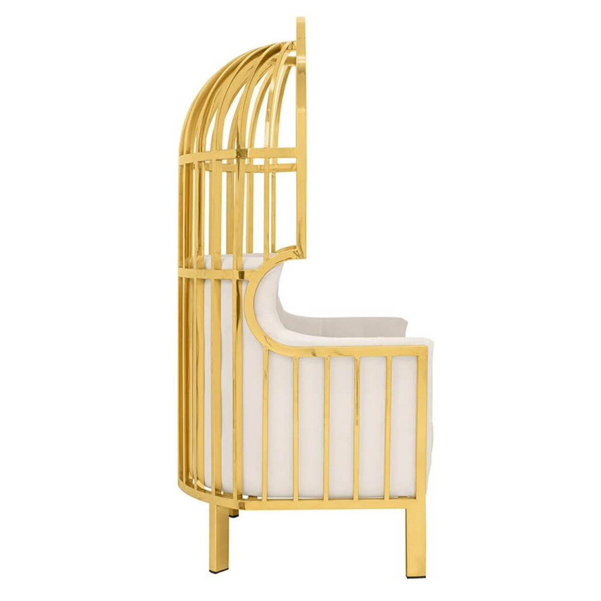 Welurowy fotel klatka Lord KH1501100109 metal beżowy złoty, King Home