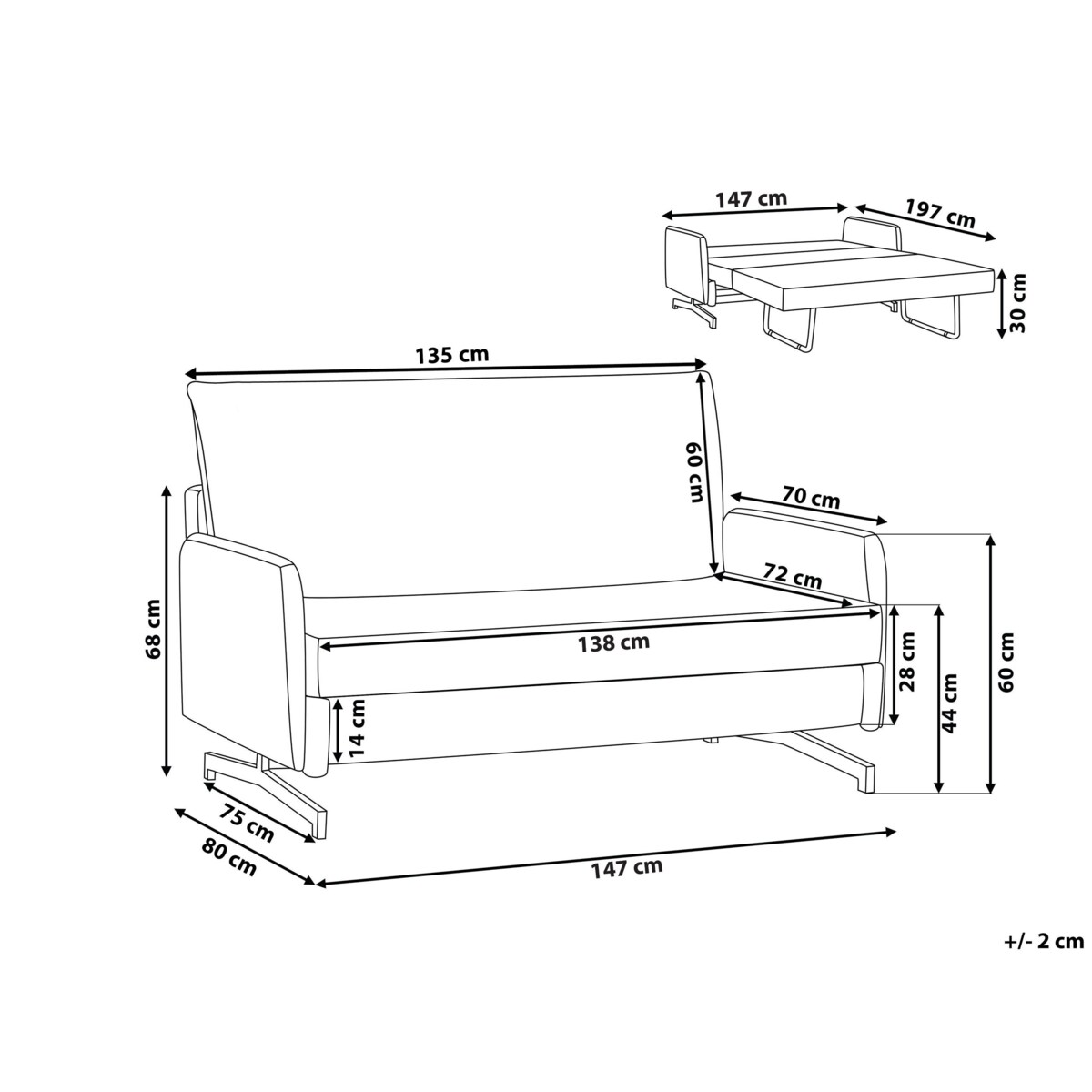 Sofa rozkładana beżowa BELFAST