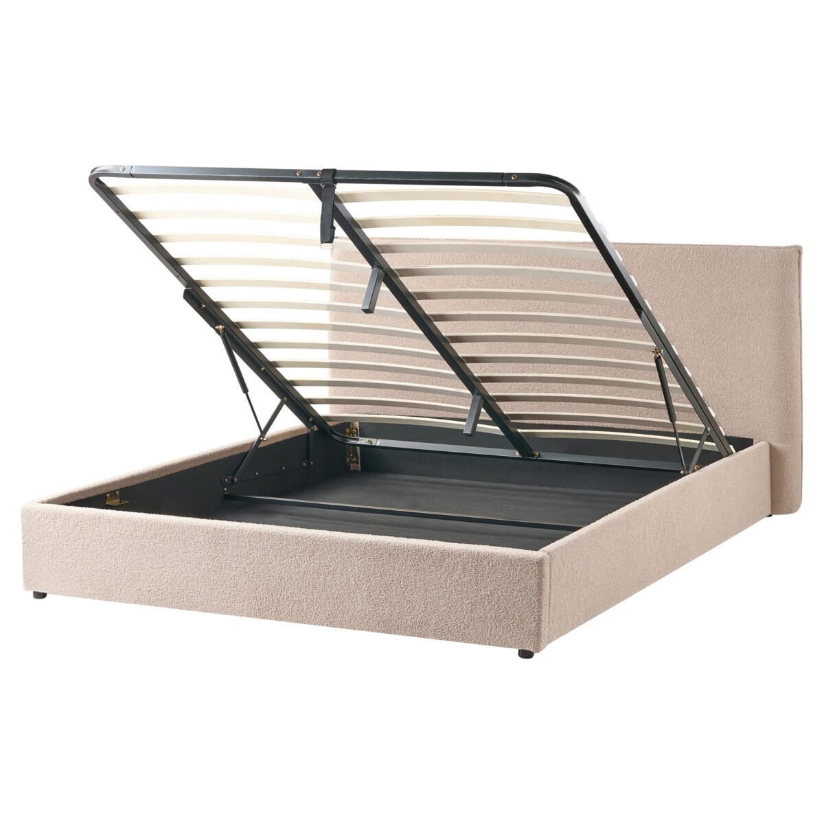 Łóżko z pojemnikiem Boucle LAVAUR 160 x 200 cm Beżowoszary