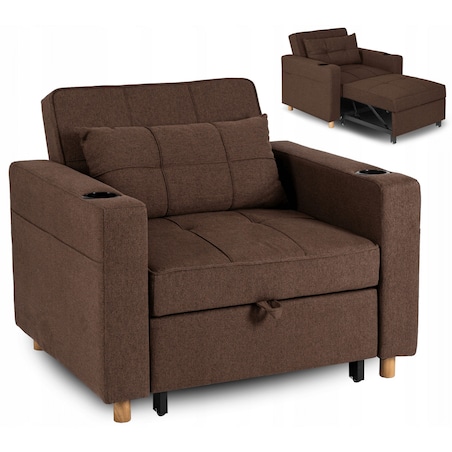 Amerykanka Fotel Rozkładany Sofa Do Spania Wypoczynkowy Brązowy SOLOR