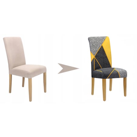 Pokrowiec Na Krzesło Szary Żółte Geometryczne Wzory Elastyczny