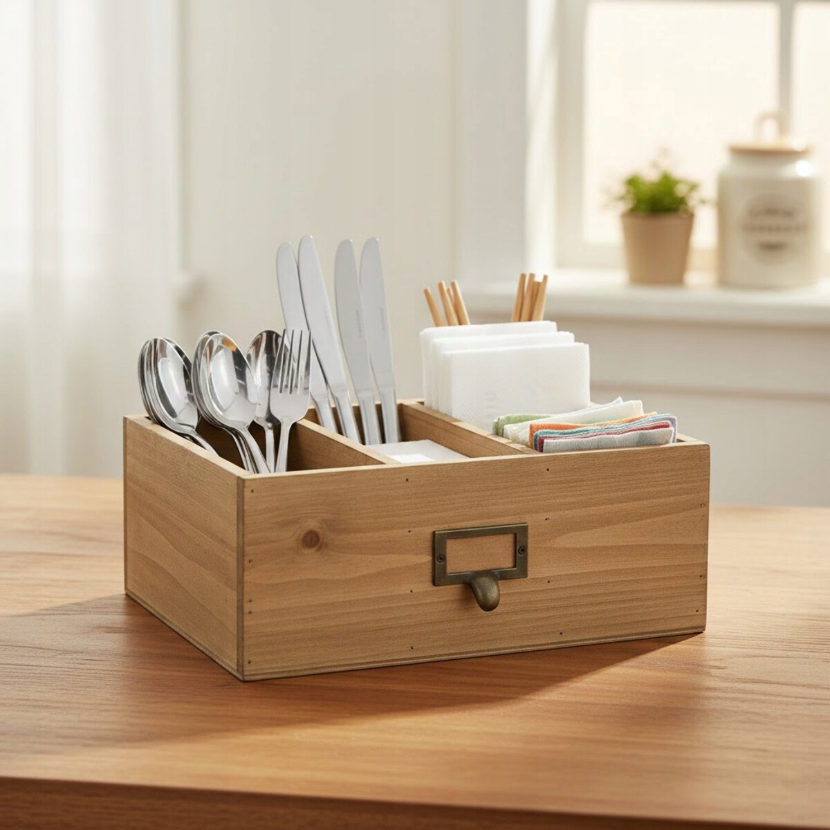 PUDEŁKO DREWNIANE ORGANIZER NA BIURKO KOSMETYKI PRZYBORY AKCESORIA 26x24cm