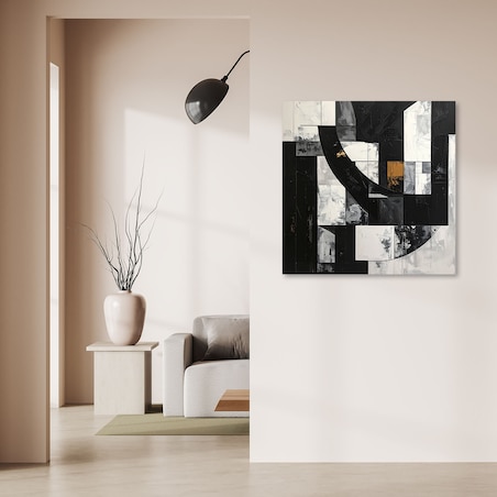 Obraz do salonu sypialni biura, Geometryczna abstrakcja czarno biała