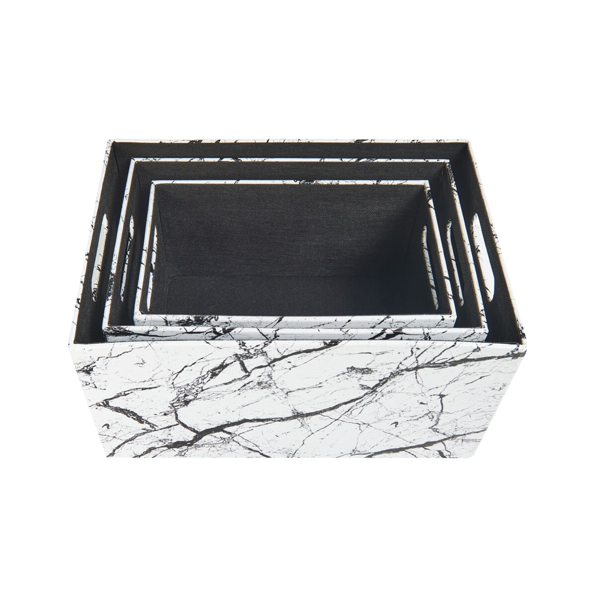 Zestaw 3 koszy z ekoskóry biały LARSA