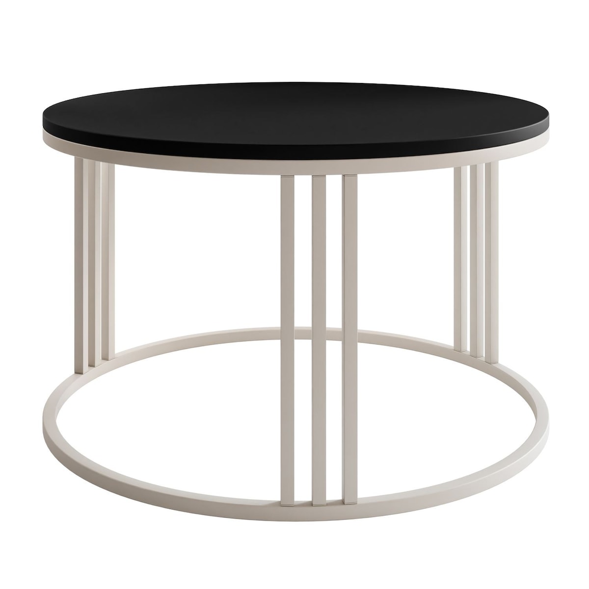 Okrągły stolik kawowy LORI MAT, kaszmirowy stelaż, blat czarny mat