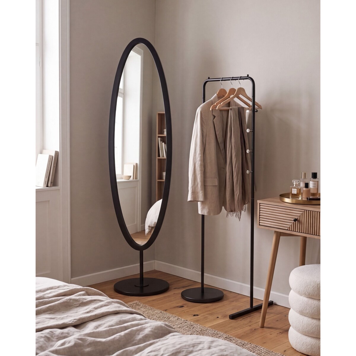 Lustro stojące LOUVIGNY 167 cm Czarny